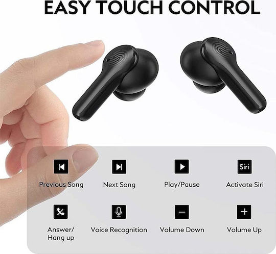 QCY T13 In-ear Bluetooth Handsfree Ακουστικά με Αντοχή στον Ιδρώτα και Θήκη Φόρτισης Μαύρα
