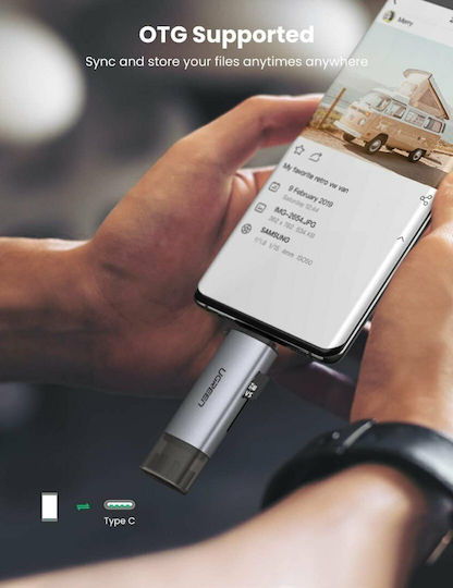Ugreen Card Reader Type-C για SD/microSD Γκρι