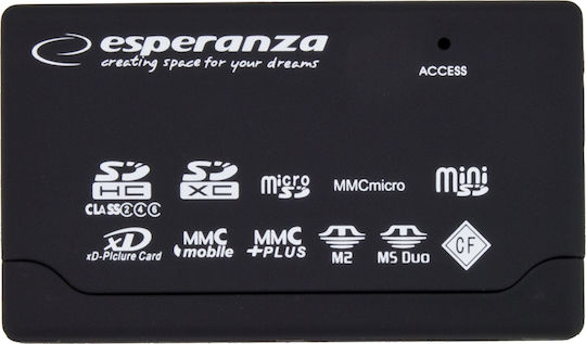 Esperanza EA-119 Card Reader USB 2.0 για SD/microSD/MemoryStick/CompactFlash/xD