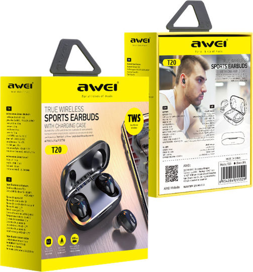 Awei T20 In-ear Bluetooth Handsfree Earphones with Sweat Resistance and Charging Case Black
