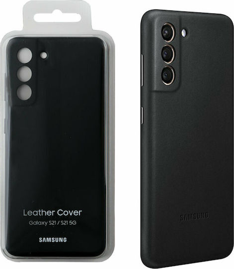 Samsung Umschlag Rückseite Leder Schwarz (Galaxy S21 5G)