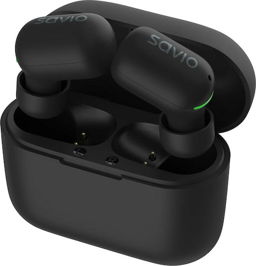 Savio TWS-09 In-ear Bluetooth Handsfree Ακουστικά με Θήκη Φόρτισης Μαύρα