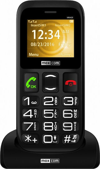 MaxCom Comfort MM426 Dual-SIM Handy mit Großen Tasten (Griechisches Menü) Schwarz