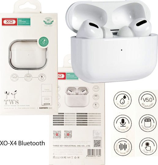 XO X4 In ear Bluetooth хендсфри Слушалки с Кутийка за Зареждане Бял