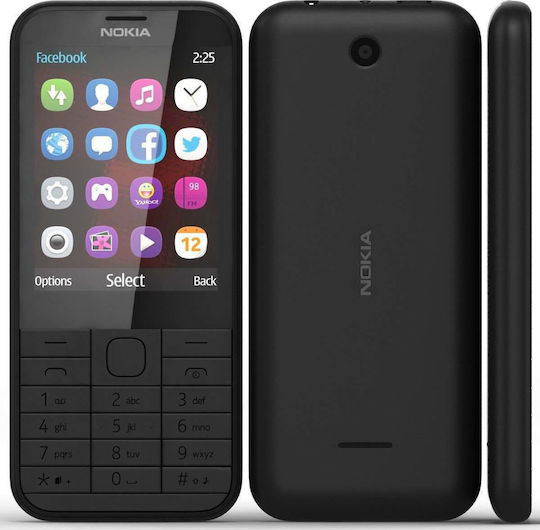 Nokia 225 4G Dual SIM Κινητό με Κουμπιά (Αγγλικό Μενού) Μαύρο