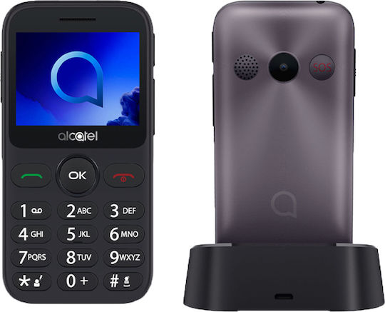 Alcatel 2019G Single SIM Κινητό με Μεγάλα Κουμπιά Metallic Gray