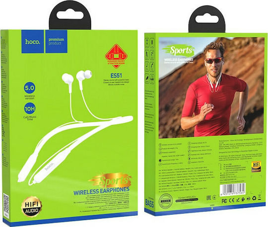 Hoco ES51 In-Ear Bluetooth-Freisprecheinrichtung Kopfhörer mit Schweißresistenz Weiß