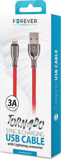Forever Плетена USB-A към Lightning кабел Червен 1м (GSM097156)