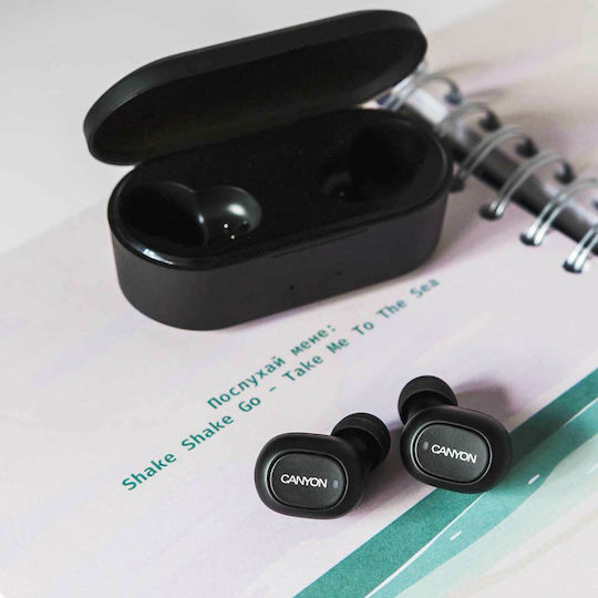 Canyon CND-TBTHS2B In-ear Bluetooth Handsfree Ακουστικά με Θήκη Φόρτισης Μαύρα