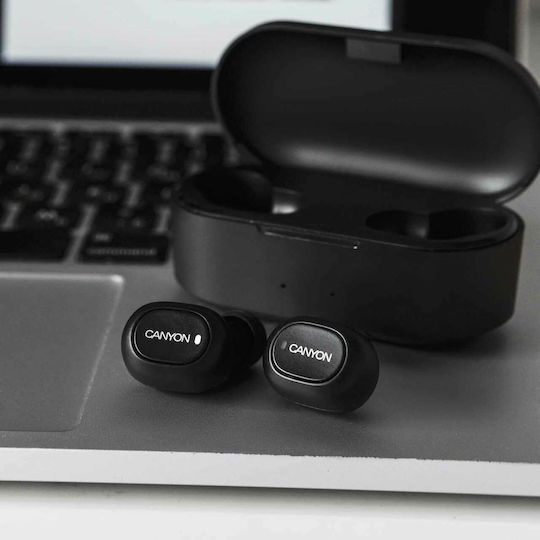 Canyon CND-TBTHS2B In-ear Bluetooth Handsfree Ακουστικά με Θήκη Φόρτισης Μαύρα