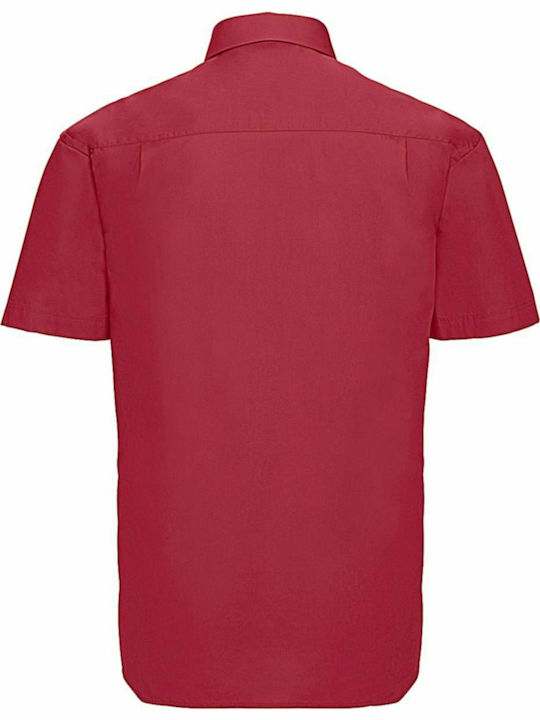 Russell Europe Men's Shirt Short Sleeve Cotton Red