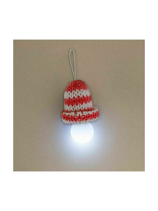 Trend Haus Ornament de Crăciun Beanie Roșu cu lumină LED cu Pulbere de Aur cu Paiete