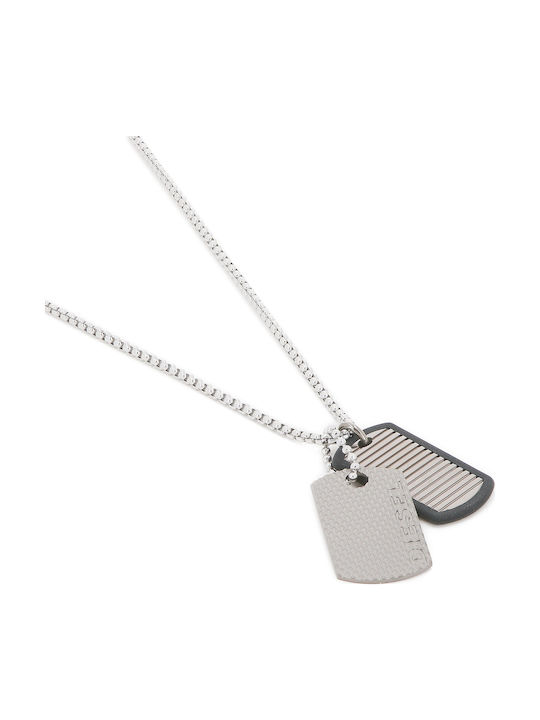 Diesel Necklace Double ID Card from Silver