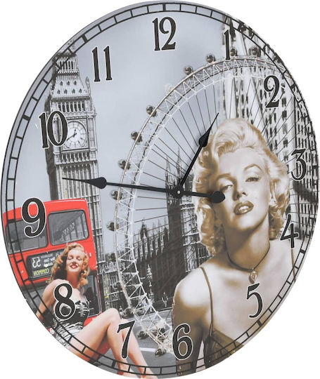 vidaXL Marilyn Monroe Стенен часовник Пластмаса Колоритен Ø60см