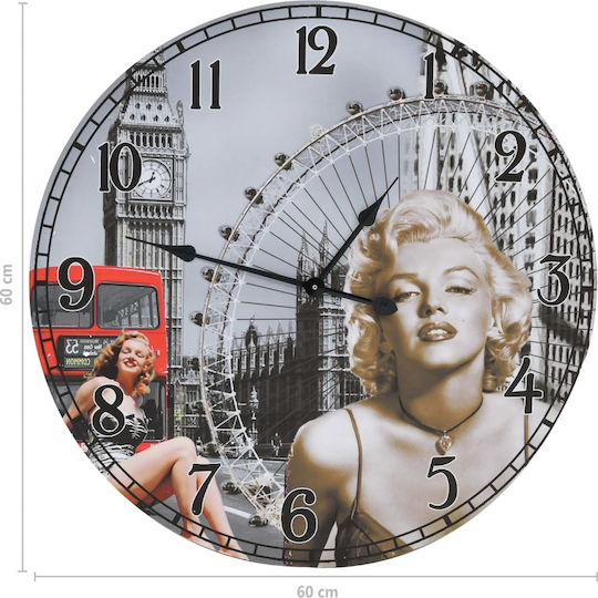 vidaXL Marilyn Monroe Стенен часовник Пластмаса Колоритен Ø60см