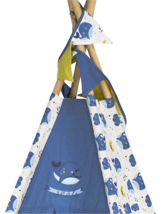 Bebe Stars Kids Indian Teepee Play Tent Whale Blue