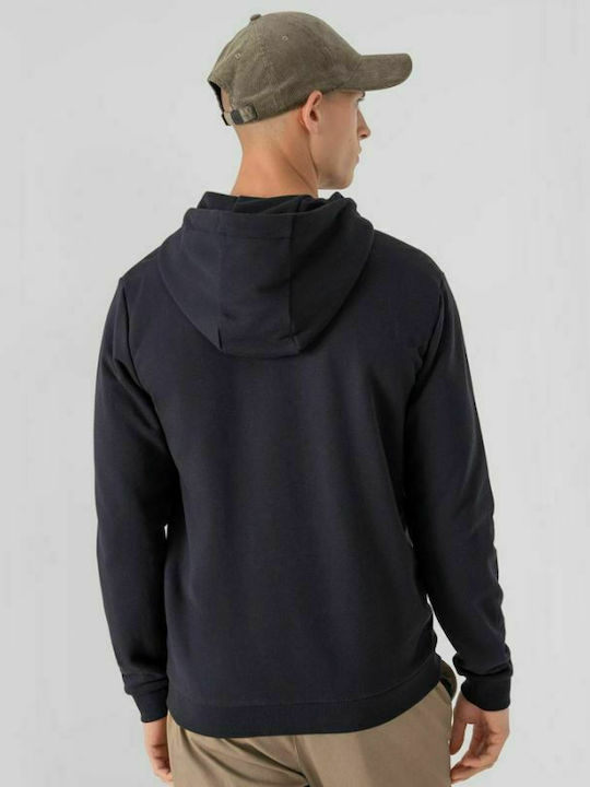 4F Men's Sweatshirt Jacket with Hood and Pockets Navy