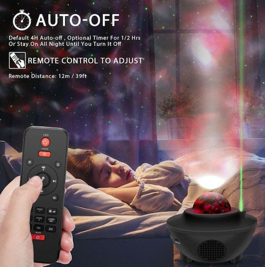 Led Rotating Kids Projector Lamp Galaxy Star Ocean Wave with Star Projection with Color Changes White 13.5x13.5x10εκ.