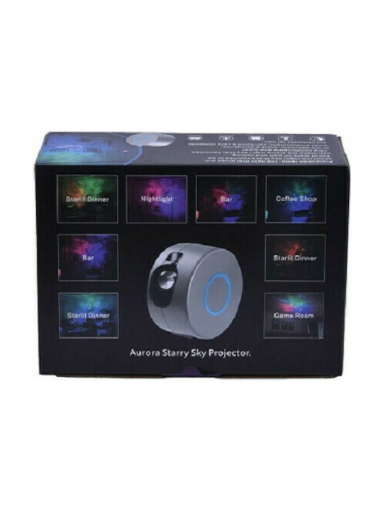 Περιστρεφόμενο Παιδικό Φωτιστικό Projector Aurora Starry Sky με Προβολή Αστεριών Γκρι 17x17x9εκ.