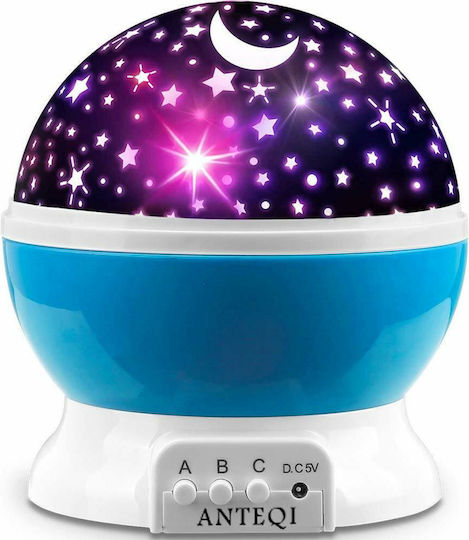 Factory Led Rotating Kids Projector Lamp with Star Projection Blue 12x12x13.5εκ.