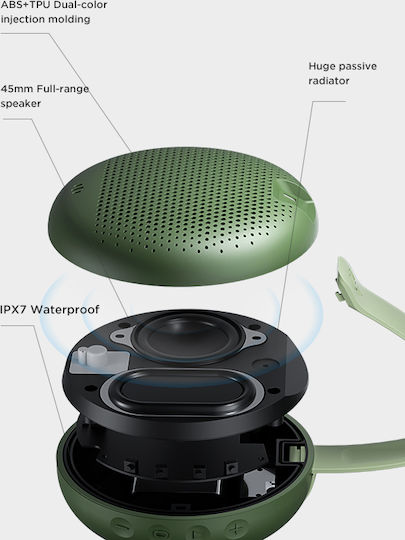 Havit HAKII Mars Αδιάβροχο Ηχείο Bluetooth 4W με Διάρκεια Μπαταρίας έως 12 ώρες Πράσινο