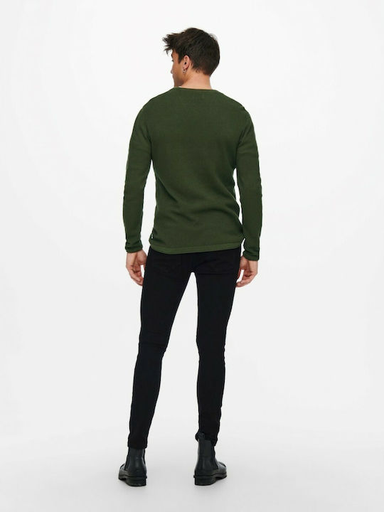 Only & Sons Men's Long Sleeve Sweater Khaki