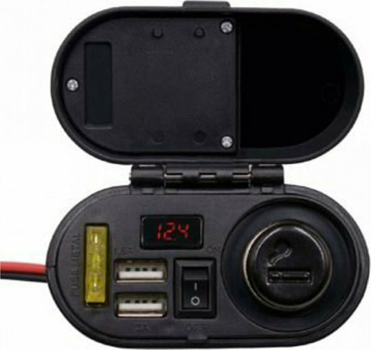 Factory Motorcycle Charger with Ports: 2xUSB & 1xLighter
