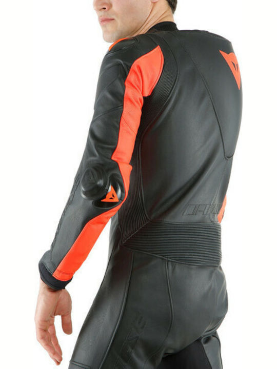 Dainese Laguna Seca 5 Männer Motorrad-Lederanzug Black/Fluo Red
