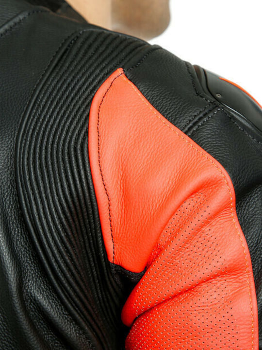 Dainese Laguna Seca 5 Männer Motorrad-Lederanzug Black/Fluo Red