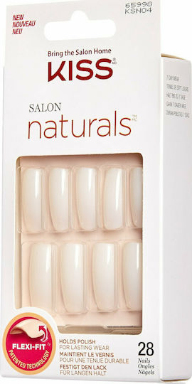 Kiss Salon Natural Go Rogue False Nail Tips in Beige Color 28 Pieces KSN04C