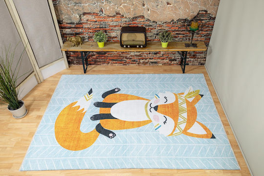 Ezzo Fox KD55 Kinder Teppich Hellblau 160x230cm Dicke 5mm