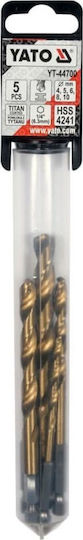 Yato Set of 5 Drills HSS Titanium with Hexagonal Shank for Metal