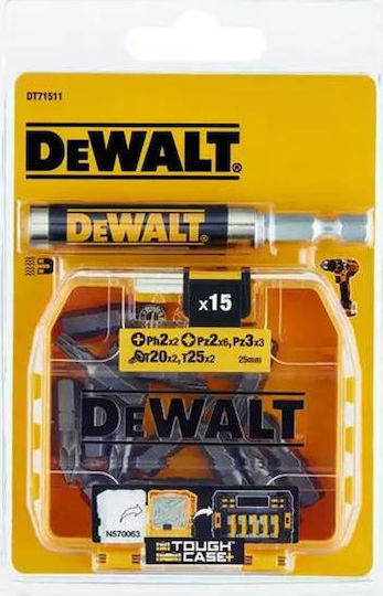 Dewalt Сет 15 Битове за Винтоверт Кръст / Торкс / Алън