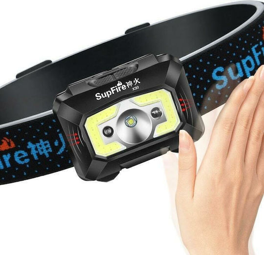 Superfire Rechargeable Headlamp LED IP44 with Maximum Brightness 500lm Black