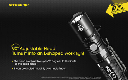 NiteCore Taschenlampe LED IPX8 mit maximaler Helligkeit 1000lm Mt21c 2 x CR123 , 2 x RCR123 Schwarz