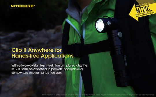 NiteCore Taschenlampe LED IPX8 mit maximaler Helligkeit 1000lm Mt21c 2 x CR123 , 2 x RCR123 Schwarz