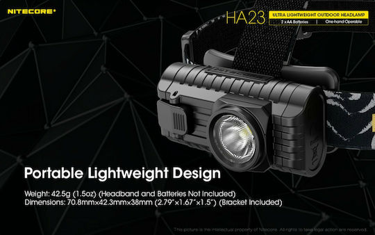 NiteCore Челник LED IP67 с Максимална Яркост 250лм HA23 Черен