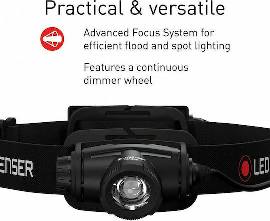 LedLenser Rechargeable Headlamp LED IP67 with Maximum Brightness 500lm H5R Core Black