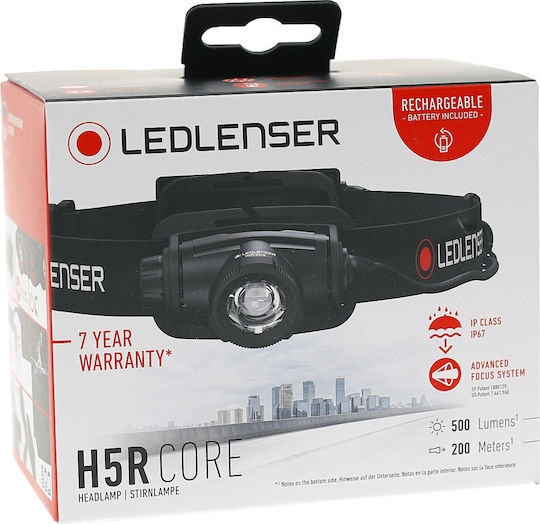 LedLenser Rechargeable Headlamp LED IP67 with Maximum Brightness 500lm H5R Core Black