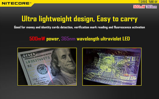 NiteCore Lumină de lucru și de sit, cu baterie Lanternă Brevet LED Lumini de lucru și de sit, IP65 cu Luminozitate Maximă 45lm Tube Integrat Negru