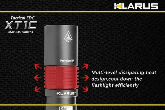 Klarus Επαναφορτιζόμενος Φακός LED IPX8 με Μέγιστη Φωτεινότητα 1000lm XT1C