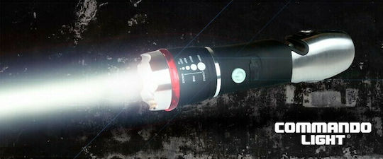 Rechargeable Flashlight LED with Maximum Brightness 1200lm Commando Light Black