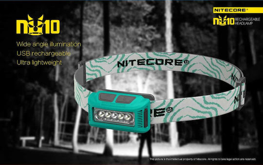 NiteCore Επαναφορτιζόμενος Φακός Κεφαλής LED IP66 με Μέγιστη Φωτεινότητα 160lm NU10