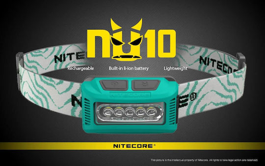 NiteCore Επαναφορτιζόμενος Φακός Κεφαλής LED IP66 με Μέγιστη Φωτεινότητα 160lm NU10