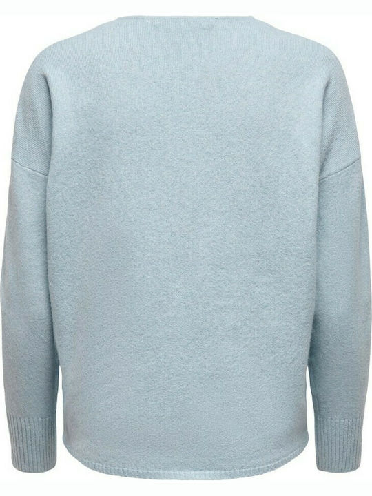 Damen Langarm Pullover mit V-Ausschnitt Blue Fog