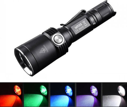 Fitorch Rechargeable Flashlight LED UV IPX8 with Maximum Brightness 1200lm MR35 2xCR123A Black