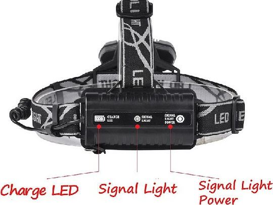 Rechargeable Headlamp LED IPX6 with Maximum Brightness 3000lm 3xCree T6 XPE Black