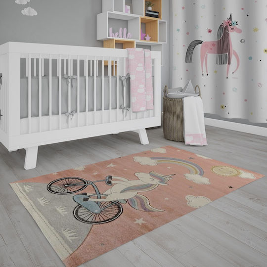 Tzikas Carpets 40115-055 Детско килимче Еднорог Розов 133x190см Дебелина 13мм
