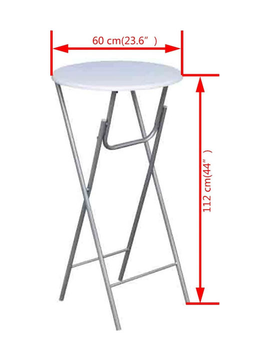 Tisch Bar für kleine Außenbereiche Zusammenklappbar White 60x60x112cm