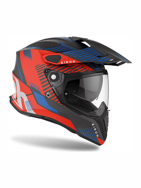 Airoh Commander Boost On-Off Helmet with Sun Visor 1430gr Blue/Red Mat AIR000KRA252